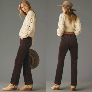 Pilcro NWT The Yaya Mid-Rise Corduroy Crop Flare Pant Brown 29P